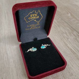Australian Opal 18ct Gold Clad Kangaroo Earrings